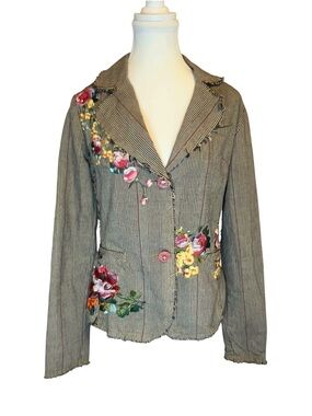 Entity Embroidered Floral Blazer Jacket size XL
